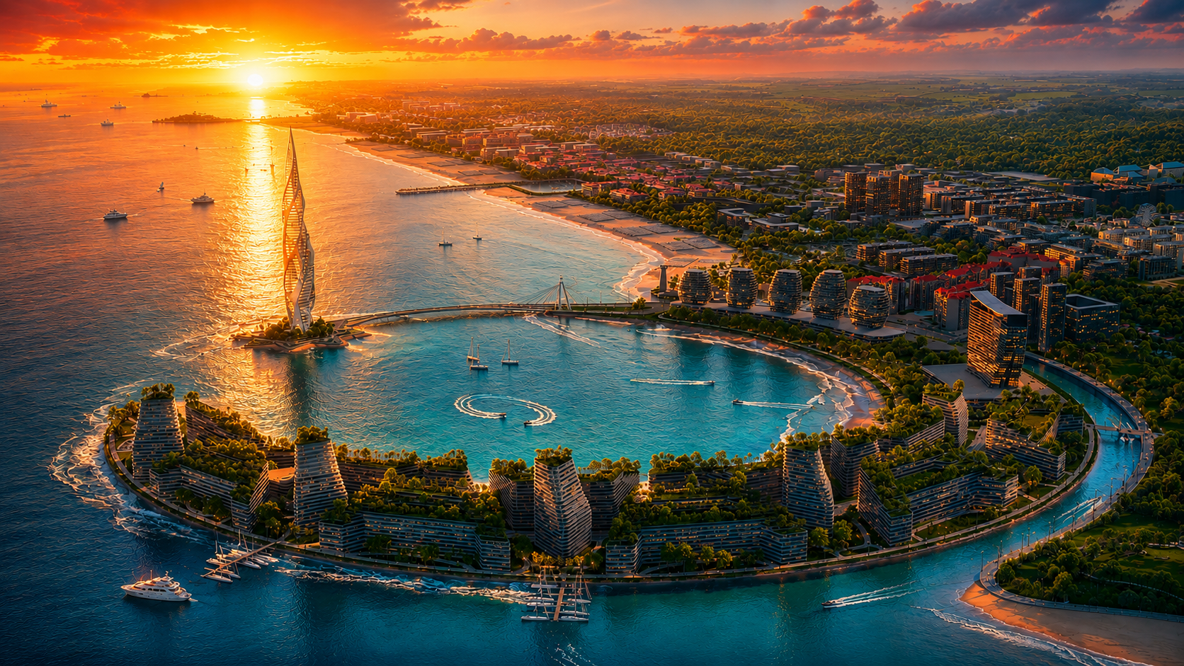 Skyline view of Deluxe Residence towers in Sunny Isles Beach, Florida.