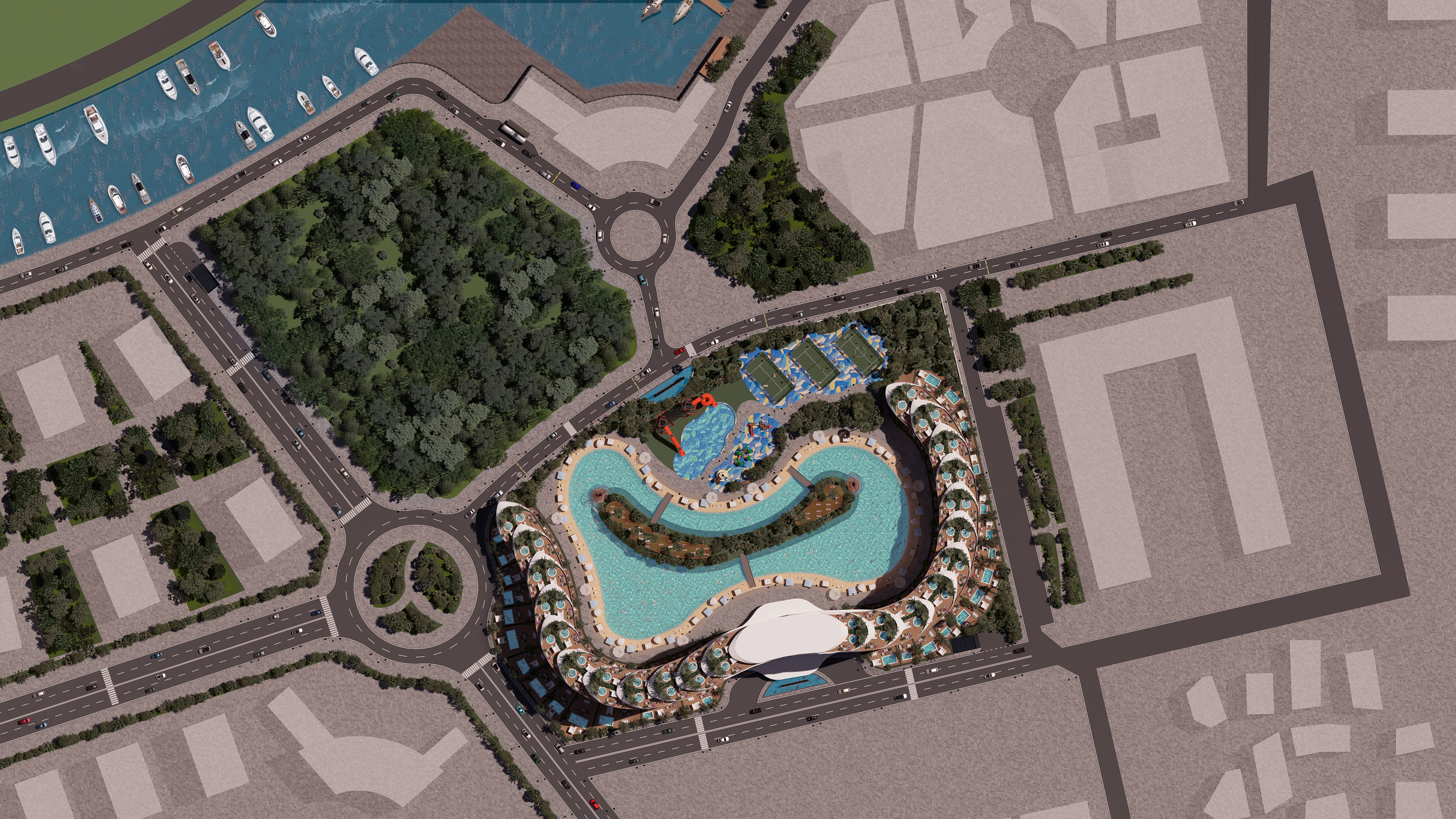 Deluxe Residence Sunny Isles CGI sunset render on the beach